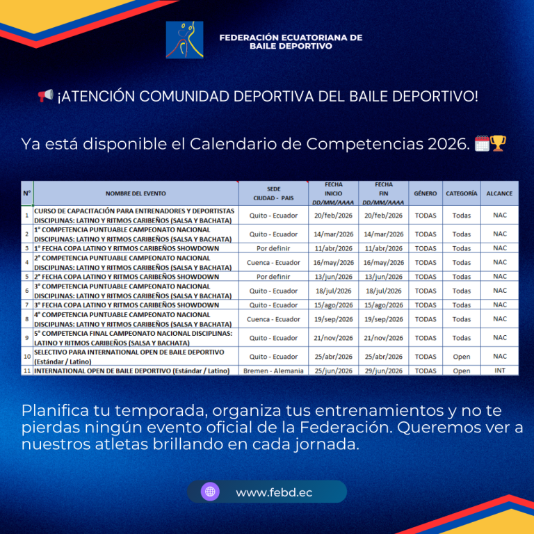 ¡EL CAMINO A LA VICTORIA YA TIENE FECHAS! – CALENDARIO DE COMPETENCIAS FEBD 2026